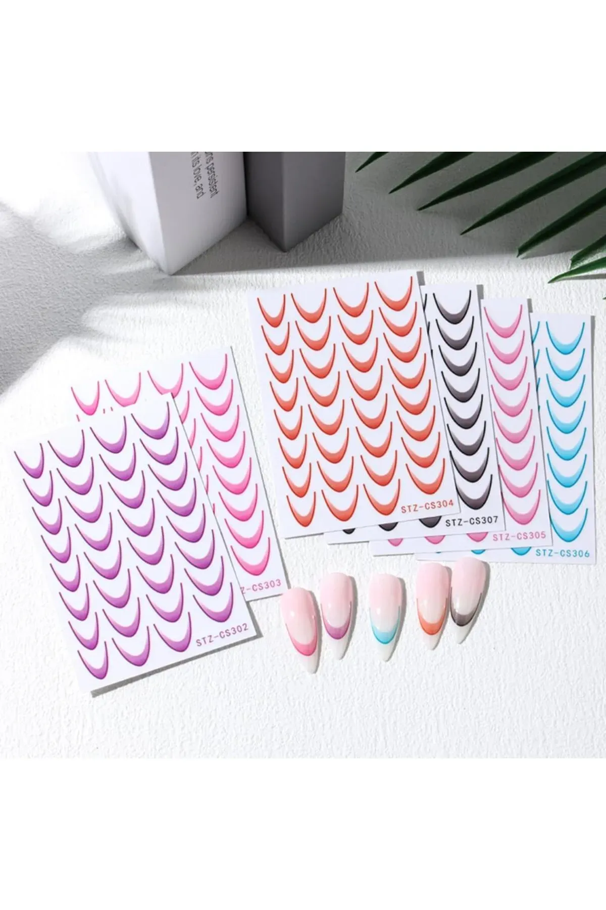 5'Li French Ucu Tırnak Çıkartmaları Seti-( Kendinden Yapışkanlı 3D)
