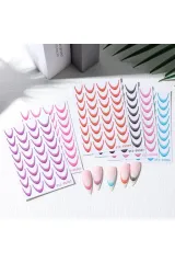 6'Lı French Ucu Tırnak Çıkartmaları Seti-( Kendinden Yapışkanlı 3D)