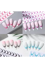 6'Lı French Ucu Tırnak Çıkartmaları Seti-( Kendinden Yapışkanlı 3D)