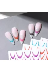 6'Lı French Ucu Tırnak Çıkartmaları Seti-( Kendinden Yapışkanlı 3D)