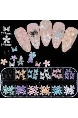 CHARM 3D Tırnak Takıları -(30 Çiçek 30 Kelebek)