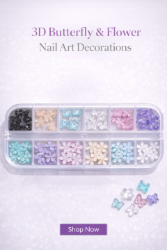 CHARM 3D Tırnak Takıları -(30 Çiçek 30 Kelebek)