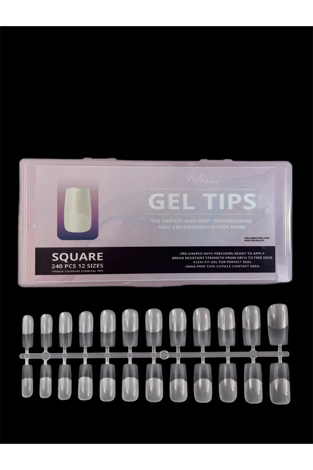 JEL TİPS VİOLA BEAUTY - 240 TANE - KARE- SQUARE