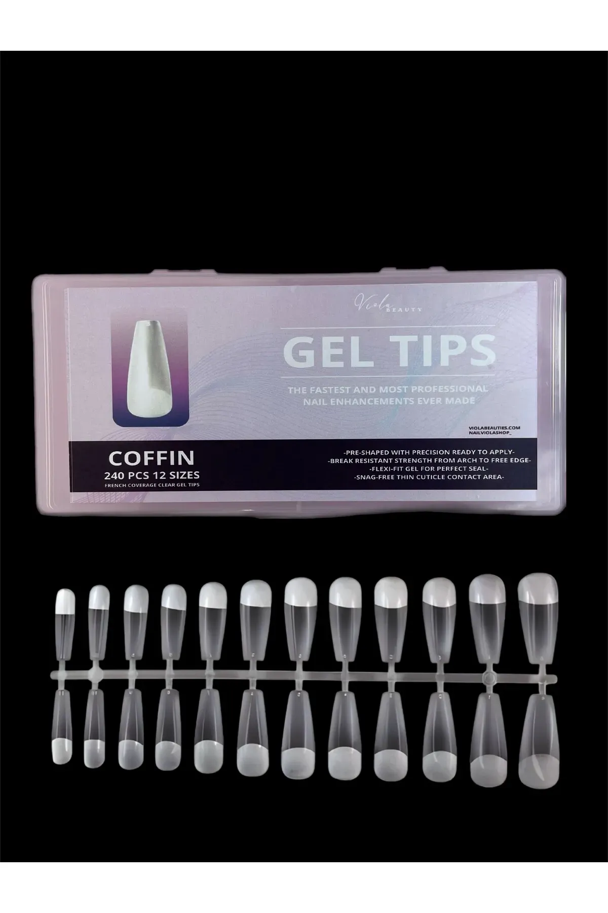 JEL TİPS VİOLA BEAUTY - 240 TANE - BALERİN - COFFIN