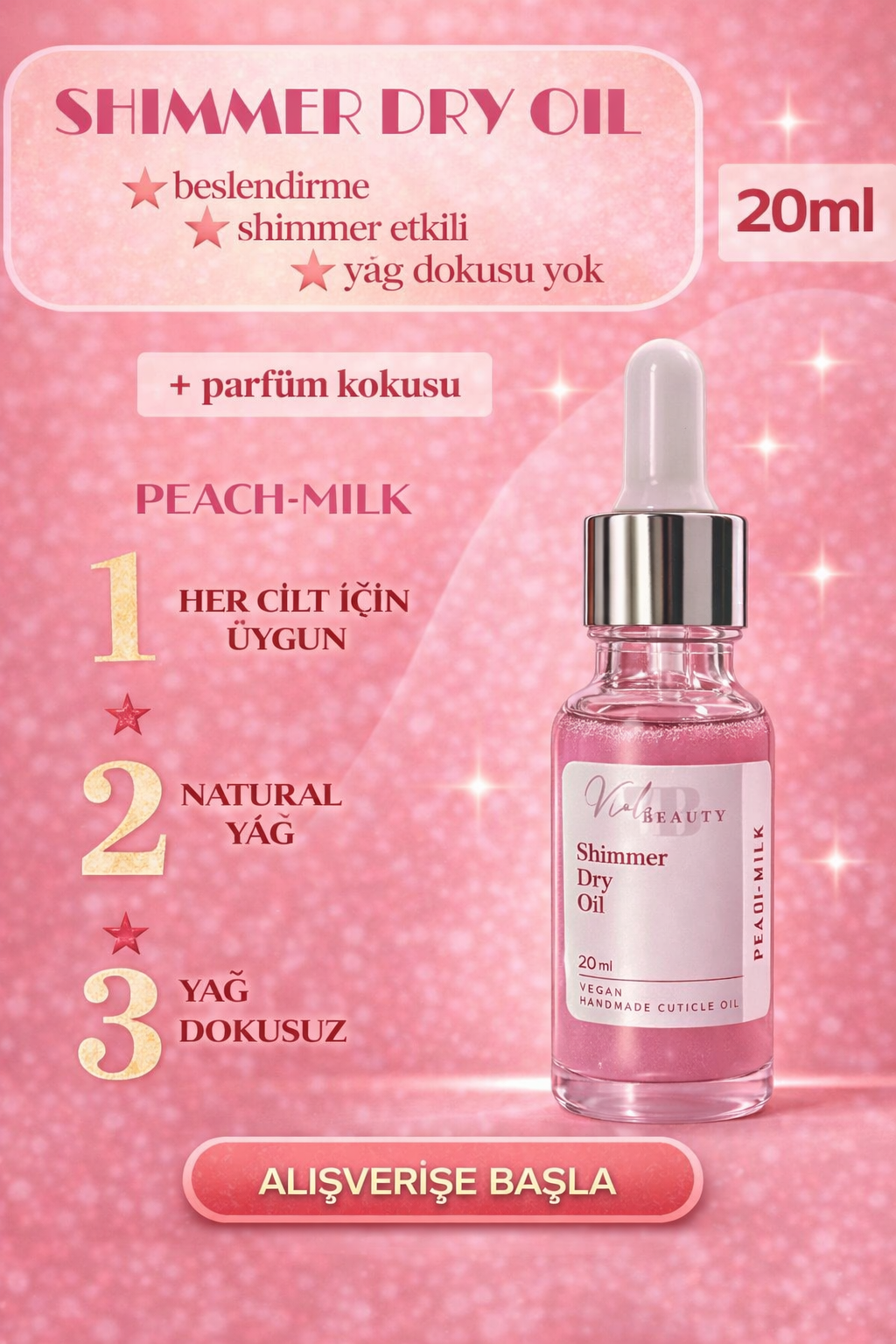KURU YAĞ #PEACH MILK 20ML-SHIMMER DRY OIL