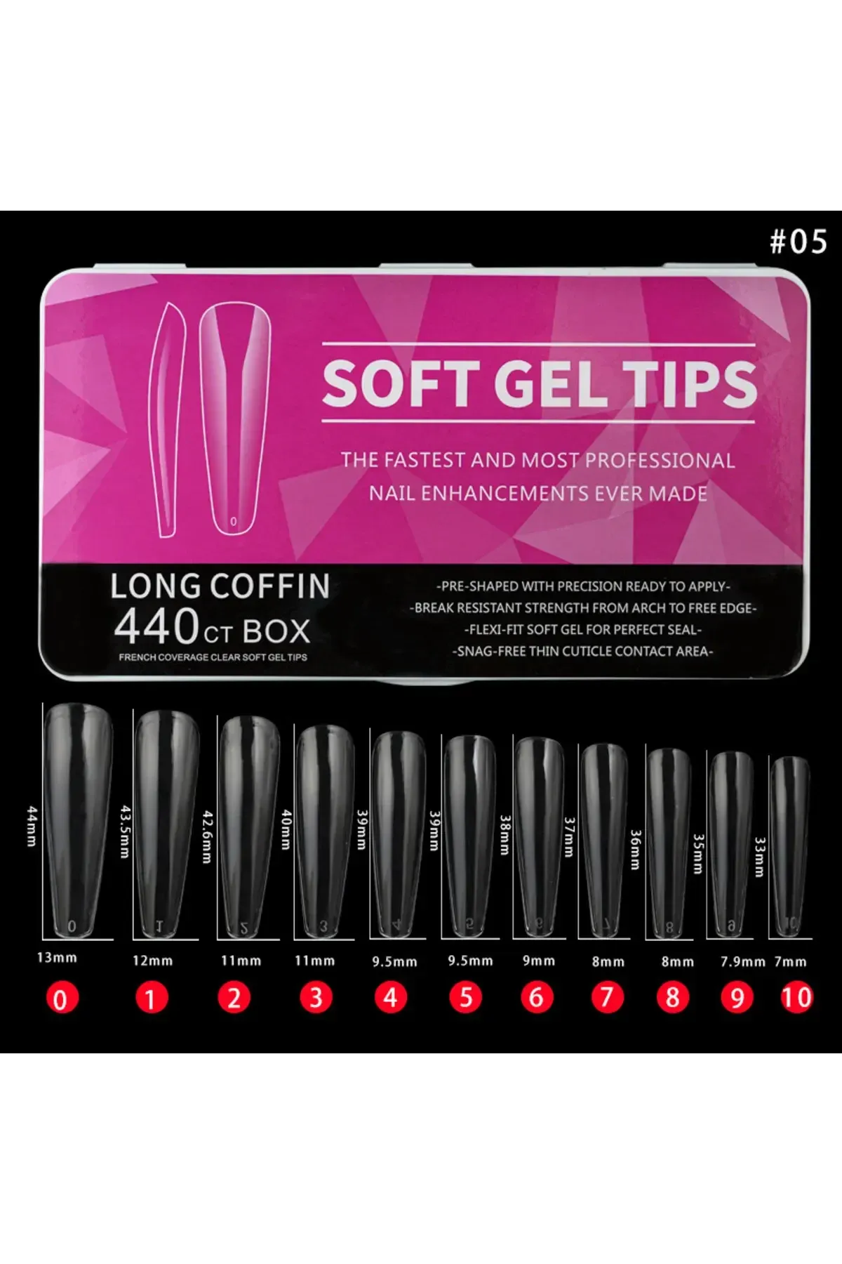 SOFT JEL TIPS LONG COFFIN