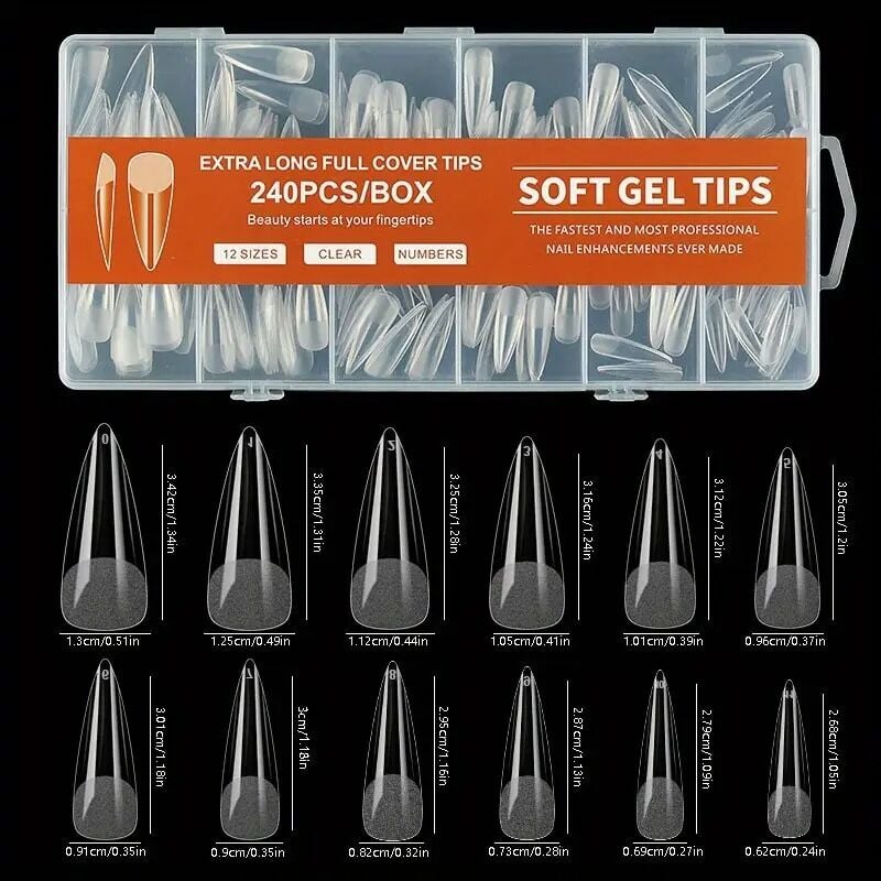 SOFT JEL TIPS (EXTRA LONG FULL COVER)- STILETTO