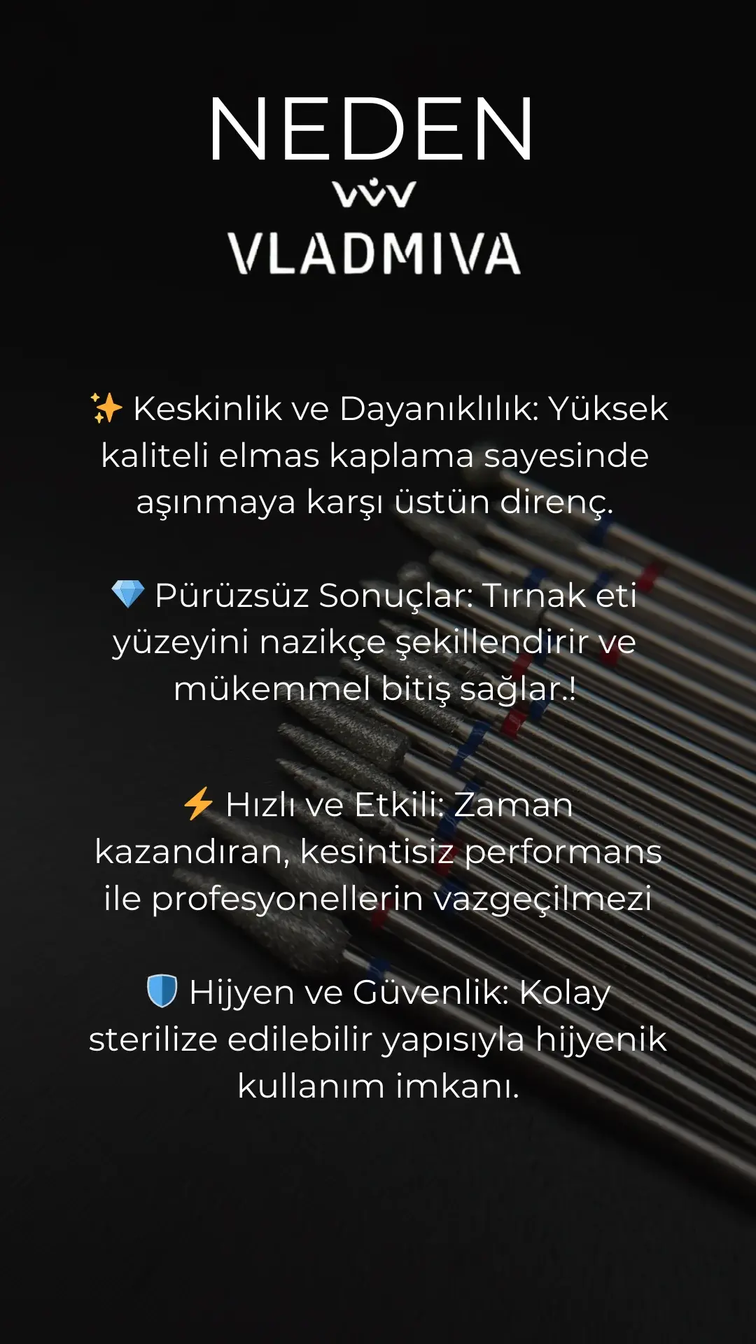 VladMiVa Orijinal Rus Elmas Freze Manikür Uç-018