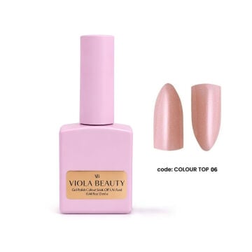 Color Top Coat #0006-13ml ( pembe renkli simli top coat )