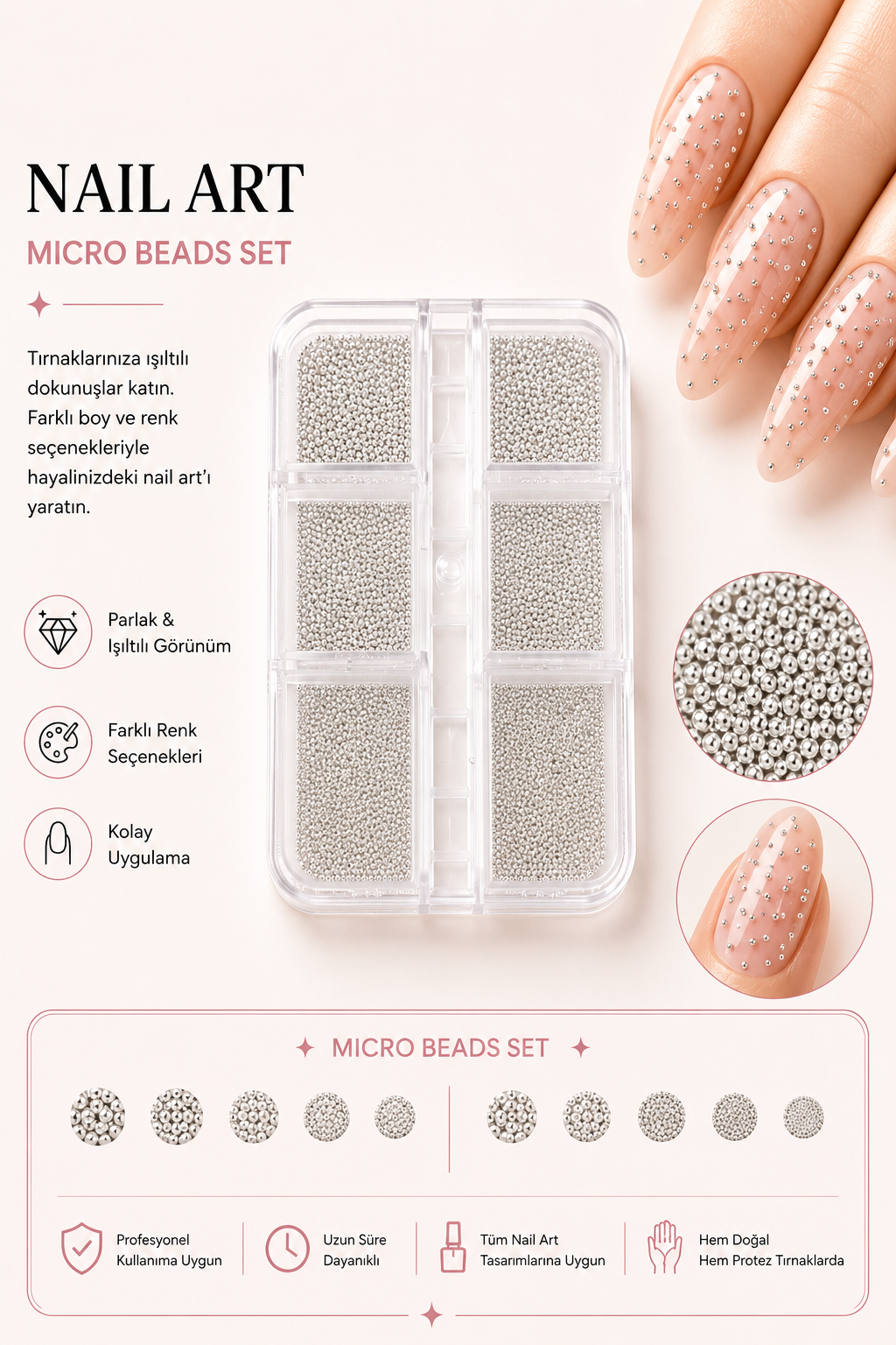 NAIL CHARM SILVER BONCUK
