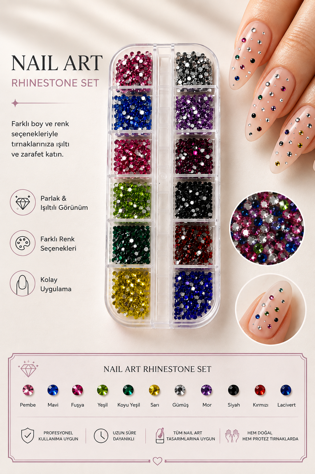 NAIL CHARM-RENKLİ TAŞLAR #01