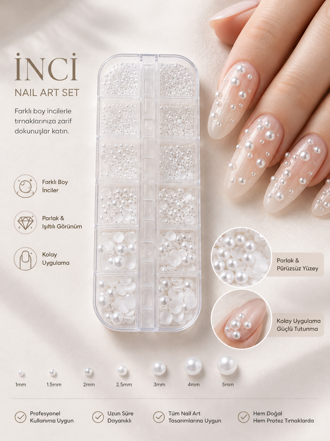 NAIL CHARM- BEYAZ İNCİ