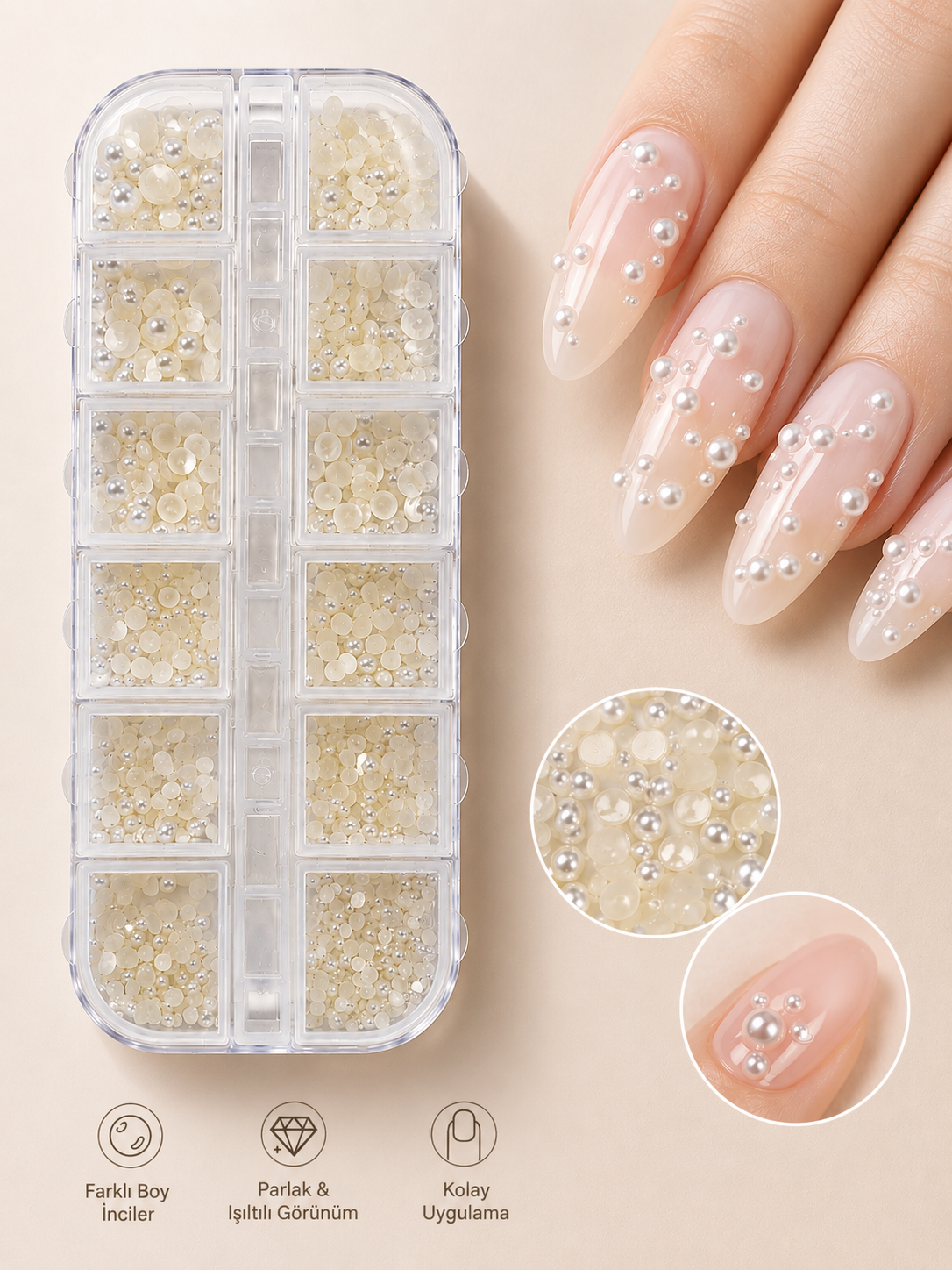 NAIL CHARM- KIRIK BEYAZ İNCİ