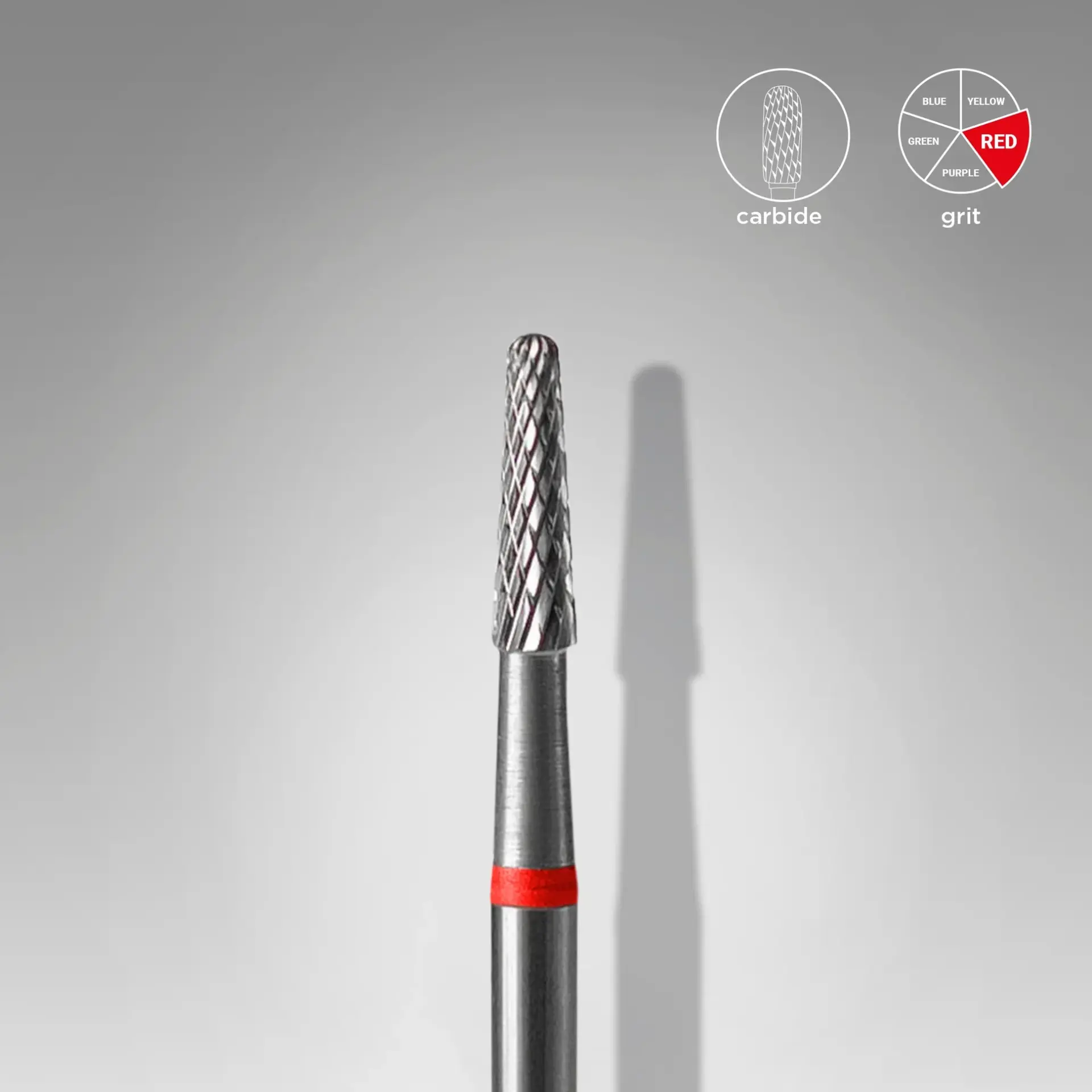 EXPERT Sert alaşım koni freze, kırmızı, çap 2,3 mm, çalışma kısmı 8 mm
